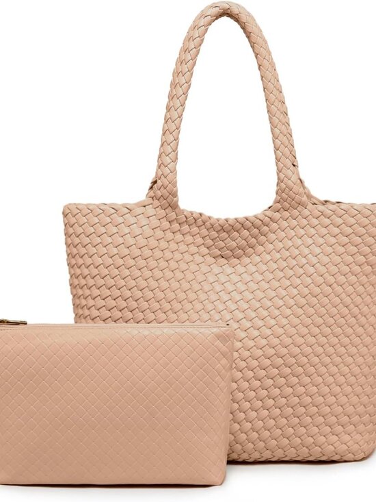 Jewelry - Woven Tote Bag for women,Vegan Leather Woven Satchel Handbag,Shoulder bag with P